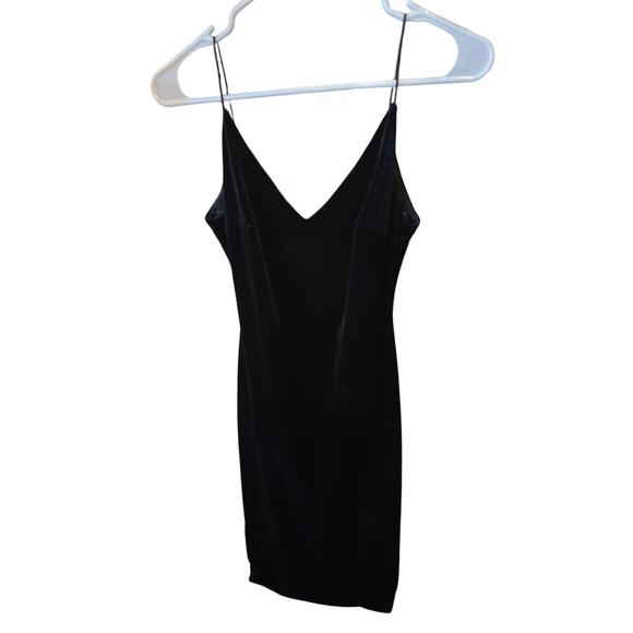 B. Smart Velvet Mini Dress S Womens Sleeveless Black Minimalist Whimsy Party - Picture 1 of 4